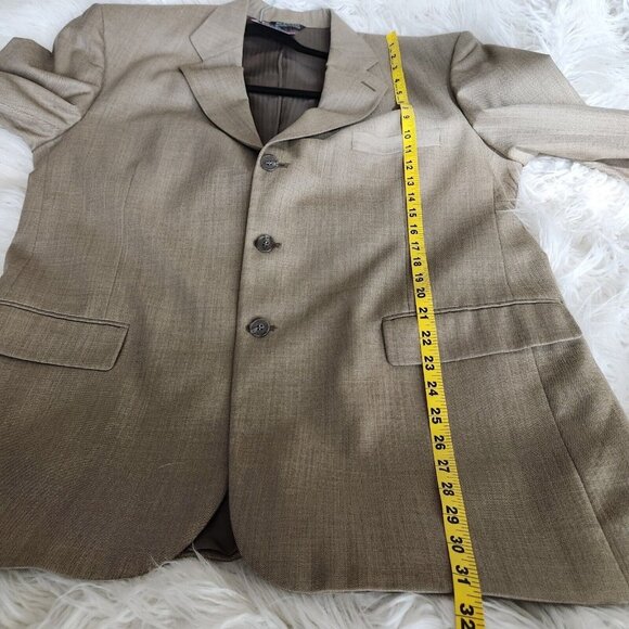 Stafford Men's Suit Jacket Size 44R Beige 100% Wool Collared 3 Button Blazer - Picture 10 of 11